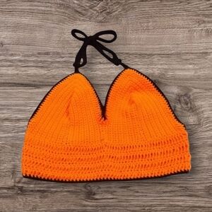 Orange Crochet Halter Top